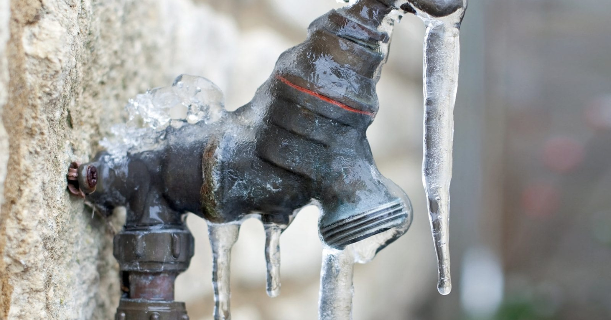 image of a frozen outdoor faucet