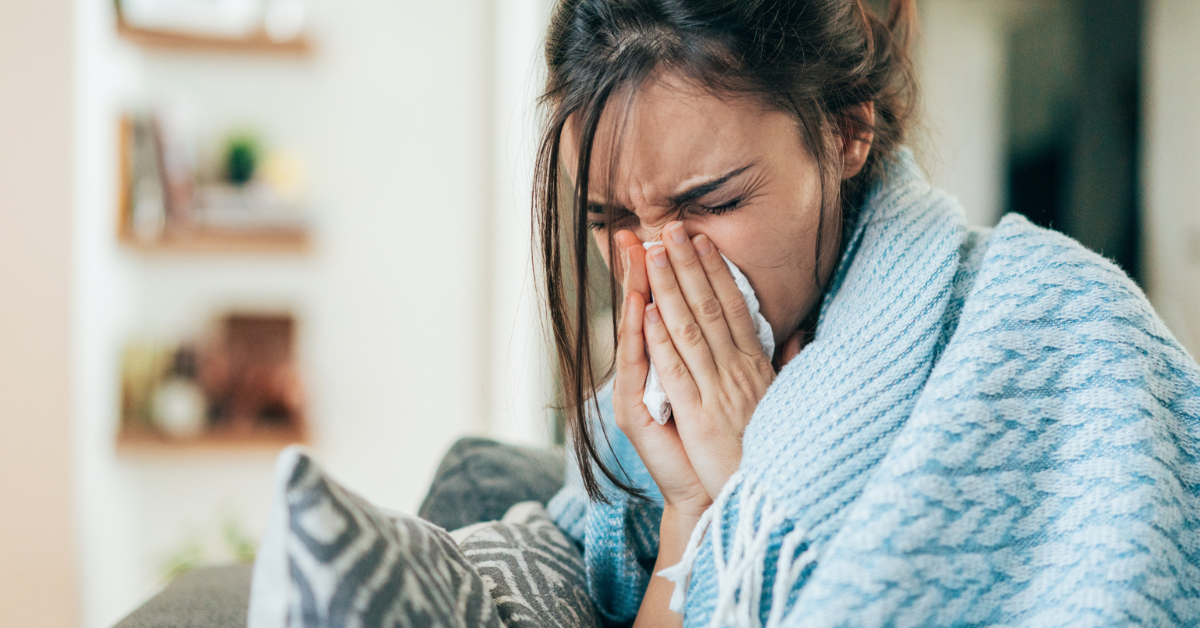 female suffering from winter cold