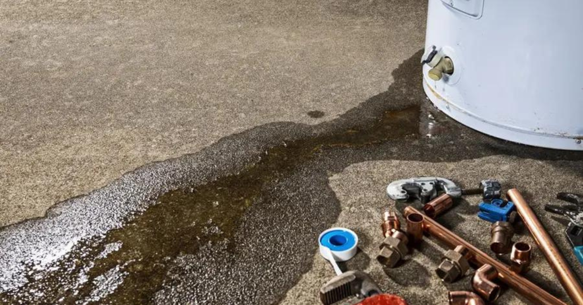 image of a leaking water heater