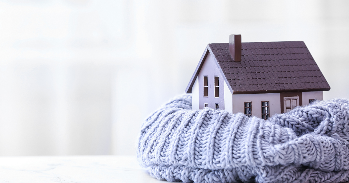 image of a home wrapped in a scarf